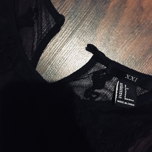 Forever 21 black Lacey see through tank top - Picture 2 of 3
